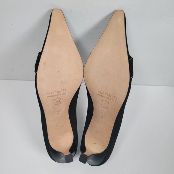 Amalfi Women's Black Suede Pointed Toe Kitten Heel Shoes US Size 10B - Picture 7 of 8